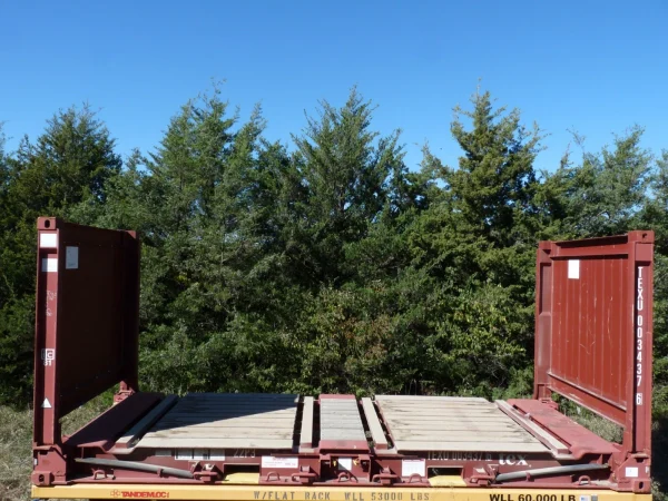 20′ Flat Rack Shipping Container – One Trip, For Equipment, Oversize Items