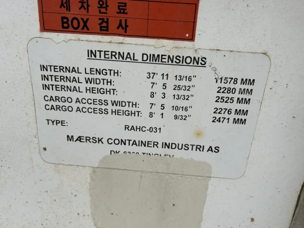 Maersk Used 40ft Cold Storage Reefer Container – Model CCR18060