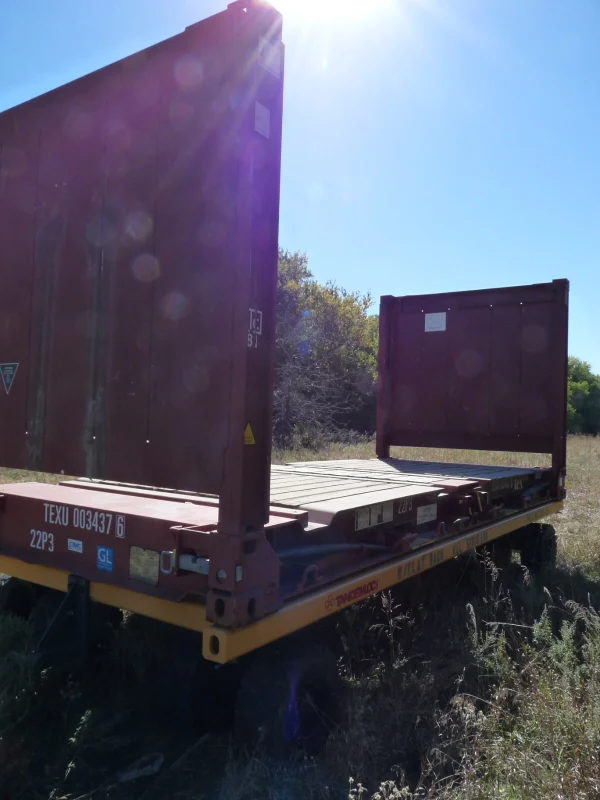 20′ Flat Rack Shipping Container – One Trip, For Equipment, Oversize Items